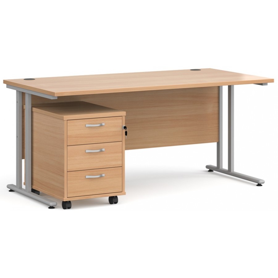 Maestro Straight Desk with Under Desk Pedestal